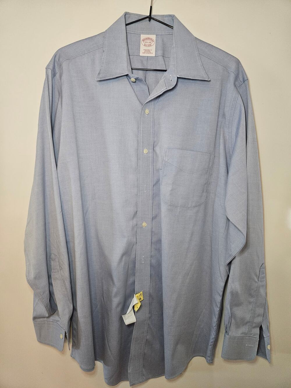 Dry Cleaned Brooks Brothers Traditional Blue Dress Shirt Medium 15 1/2 - 34 B42